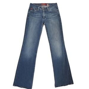 VTG Y2K Big Star Bootcut Jeans Womens Sz 26R Blue Denim Western BOHO Embroidered